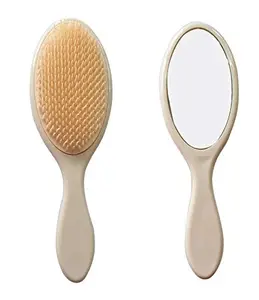 Foreign Holics Oval Hair Brush Soft Bristle With Back Mirror For Traveling or Home Use (Multicolored)