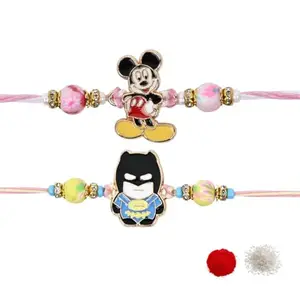 I Jewels Fancy Cartoon Kids Rakhi With Roli Chawal & Rakshabandhan Card For Brother/Bro/Bhai (Set Of 2) (Style 6)