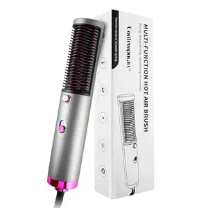 Contemporary One Step Hair Dryer Straightening Brush & Volumizer, Fast Heating Air Brush, 3 in1 Styling Brush Styler,Negative Ion Hair Straightener Curler Brush, Gives Naturally Straight hair in 5 Minutes
