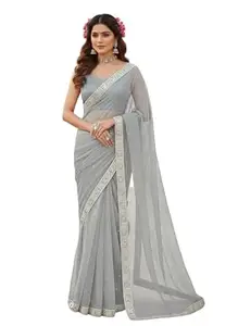 ANJALI MFG Women’s Soft Net Designer Saree with unstitched Blouse Piece Free Size Ethnic Wear