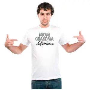 UDNAG Unisex Round Neck Graphic 'Mother, Grand Mother | mom Grandma Heroine' Polyester T-Shirt White [Size 2YrsOld/22in to 7XL/56in]
