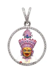 Exotic India 925 Sterling Silver Hari Krishna Maharaj Pendant Hindu Spiritual Jewelry for Men & Women