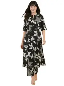 Mubeno Floral Printed Collared Neck Cord Set for Women | Cotton Blend Kurta Set for Women Ethnic Kurta Co ords for Casual |4XL.5XL Plus Size Kurta with Pant (S to 6XL)