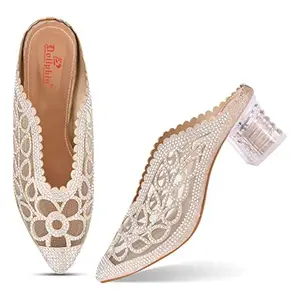 DOLLPHIN Wedding Fashion Mules for Women I Casual Stylish Bellies I HN-900,Sultan,(Size-9)