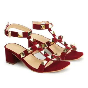 iconics Women Sandal,Maroon,UK-7