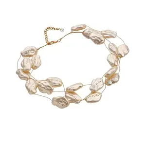 SOHI Women's The Large Riviera Collar Necklace For Casual Wear | Pearl White Colour | Alloy Material | Lobster Clasp Closure | Artificial Pearl Necklace | Fashion Collar Necklace For Women & Girls