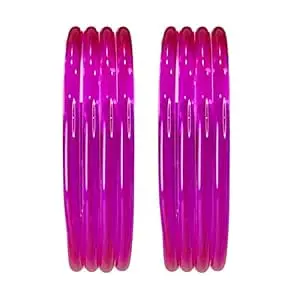 BANGLESKART Plain Crystal Glass Bangles Set of 8 for Women & Girls | 3mm Thick Glossy Glass Bangles | Traditional & Everyday Wear Jewelry (Multiple Colors, Sizes