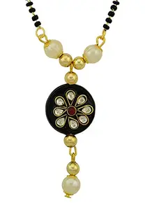 HIGH TRENDZ Designer Kundan and Pearl Pendant Mangalsutra with Chain for Women
