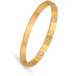 NexaBling Gold Toned Bracelet, Stainless Steel Kada Style, Waterproof, Unisex, Rose Gold, Dainty Jewelry Gift for Mom, Wife, Sister – Ideal for Mother's Day, Women’s Day, Birthdays, Anniversaries