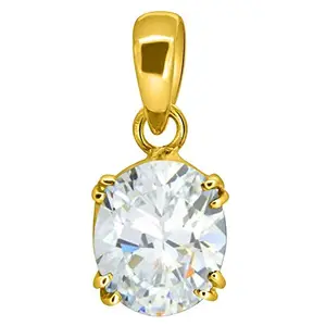 GEMSJEWELS 6.25 Ratti/5.45 Cart Deluxe Quality Natural Oval Zircon Stone Panchdhatu Pendant/Locket Gold Plated Gemstone by Lab Certified(Top AAA+) Quality for Unisex