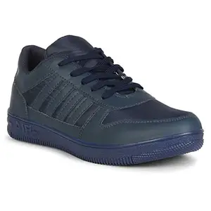 KIZAAR Leather Lace-up Casual Shoes for Men and Women(Blue Color) Size_6