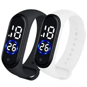 AFFORD MART Silicone Unisex Slim Digital LED Boy's and Girl's Touch Band Bracelet Band Watch (Black/White)