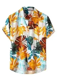 Leriya Fashion Men's Casual Rayon Relaxed Fit Shirt Button Down Summer Shirts for Men | Stylish Printed | Short Sleeve | Trendy (Available in Plus Size)
