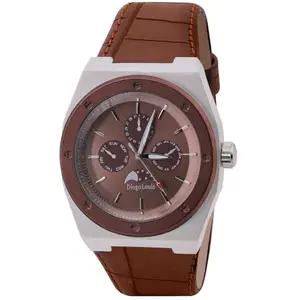 Diogo Louis fashion Diogo Louis E13 Dark Brown Wrist Watch with Leather Strap