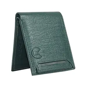 SIGNOVA Men's Genuine Leather Multicolor Slide Wallet, Card Holder (Set of 1)… (Green)