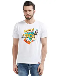 Wear Your Opinion Men's Cotton Half Sleeve Graphic Printed T-Shirt(Design: Made in The 90s, Large, White)