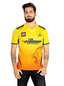Better Buying CHENNAI Super Kings IPL Cricket Polyster Half Sleeve Jersey 2021 (Small) Yellow