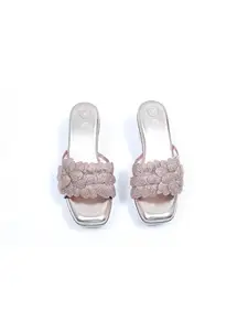 Sana.K Open Toe Rose Gold Wedge Heels