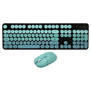 Wireless Keyboard and Mouse Combo, Cordless USB Computer Keyboard and Mouse Set, 3 DPI Adjustable, 2.4G Silent Ergonomic Keyboard Mouse for Laptop Computer PC Desktop (Mixed Color Blue)