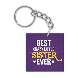 TheYaYaCafe Birthday Rakhi Best Crazy Little Sister Ever Keychain Keyring for Sisters (Purple)