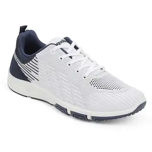 Aqualite Mark-01 Walking Shoes for Man Daily use, Sport Shoes for Men Branded, Idol for Walking, Jogging, Athletic Sports, Gym, Zumba Dance, Mesh, Lace-up, No Heel, White Navy Blue Size 7