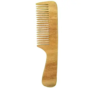 Herb Essential Neem Wood Comb for Men & Women (Model - IV) Natural Wood Brown