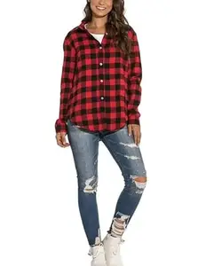 Shirt for Women Stylish Western Long Shirt for Women Red Check_01_S