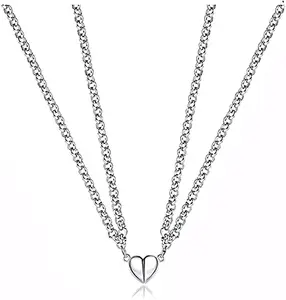 SIRANI, BEAUTIFUL I Love You 2 Pcs Magnetic Valentines Day Special Romantic Couples Friendship Promise 2 In 1 Duo Pendant necklace For Couple (Heart) For Women