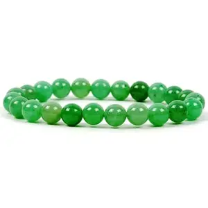 Lady Works Natural Aventurine 8mm Round Shape Smooth Cut Beads 8 Inch Stretchable Bracelet For Men & Women. Unisex Bracelet For Healing, Meditation, Prosperity, Gift & Luck|LW_BRST_01071_8.0