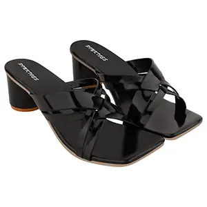 Pinktoes Stylish Heel Sandals For Women And Girls Black 8 UK