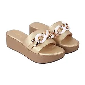 Lazera Styles Platform Sandals for Womens (Gold, numeric_4)