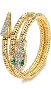 Gold-Toned Bangle Set with Crystals, Emerald Stones, 2.8 cm Diameter For Womens & Girls Bracelet: 6.7 * 1.2 Pack of 1