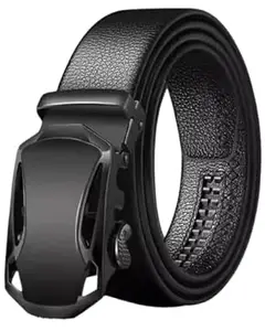 Men's PU Leather Black Auto-lock Grip Belt (size 28 to 40)