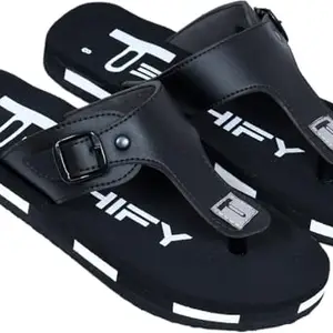 TECHIFY Men’s Flat Flip Flop Sandals - Comfortable Casual Flip Flop, Soft Cushion Footbed | Material : EVA Black Color Size : 10