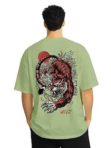 ENCIGER Men Oversized Cotton T-Shirt | Drop Shoulder Graphic Printed Loose Fit Casual Streetwear Tee for Men