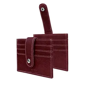 MATSS Burgandy Artificial Leather Card Holder for Men and Women