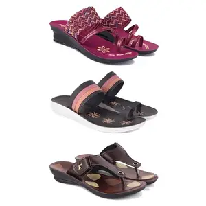 Women's Comfortable Sandal,Casual Lightweight Sandal for Everyday Wear for women's(GR-(COMBO-3)-1949-1992-1963-6)