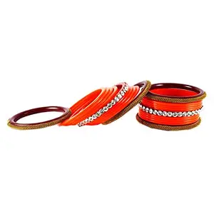 MAYA FASHION Orange Stone Acrylic Bangle Elegant Extra Large Size Bangle | Perfect Fit for Plus Size banglesTrendy and Comfortable Fit for woman and girls | (Sku-ban1563)