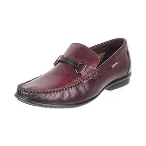 Mochi Men Maron Leather Flat Shoes (19-5486-44-41) Size (7 UK/India (41EU))
