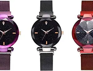 The Shopoholic Analogue Women's Watch (Multicolour Dial Multicolour Strap) (Pack of 3)