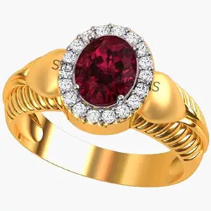 SIDHARTH GEMS SIDHARTH GEMS Certified 8.25 Ratti 7.45 Carat A+ Quality Natural Ruby Manik Gold Plated Gemstone Ring for Women's and Men's