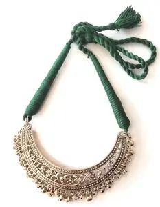 Ritzy Ghungroo Work Design Choker Necklace For Women & Girl With Adjustable Green Dori