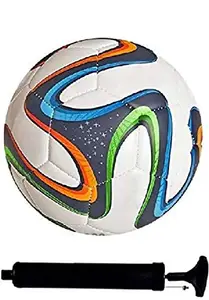 R D & Sons Brazucaa with Air Pump, Football Size 5, Diameter: 26 cm (Pack of 1, Multicolor)