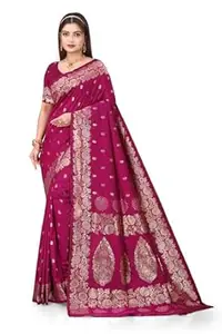 HETYASH Womens Banarasi Woven Soft Silk Saree Featuring Floral Design With Banarasi Woven Soft Silk Blouse 5.5 Meter Saree 0.8 Meter Unstitched Blouse Piece