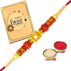 Avirons Meaningful Rakhi for Brother, Traditional & Heartwarming Raksha Bandhan Celebration Gift, Perfect Combo Includes Roli Chawal and Rakhi Thread in Festive Gift Box