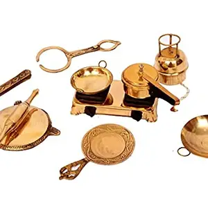 The Bling Stores The Bling Stores Brass Kitchen chakla belan Gas Cooker Traditional Play Set/Miniature/Toy for Kids/Girls