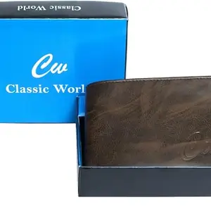 Classic World Men & Women Casual Brown Artificial Leather Wallet (4 Card Slots)