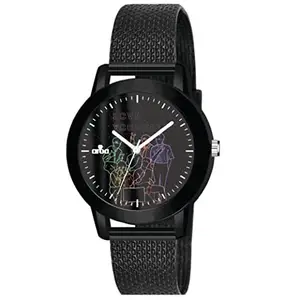 AROA Watch for Womens with BTS Korean Group Love Yourself Model : 303 in Black Metal Type Rubber Analog Watch Black Dial for Women Stylish Watch for Girls