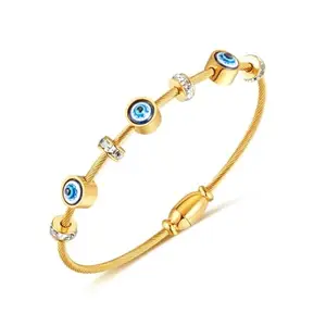 OOPS MODERN Anti-Tarnish Evil Eye Bracelet for Women - Adjustable Rose Gold & Golden Kada - Stylish & Perfect for Gifting (Golden)