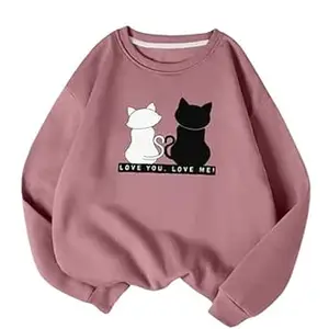 Visit the DRAXSTAR Store DRAXSTAR Women’s Regular Sweatshirt – Pink Casual Pullover, Long Sleeve Round Neck Loose Fit Winter Top, Soft Cotton Blend Hoodie Style